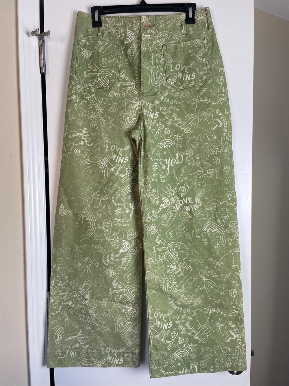 Pilcro "The Skipper" Love Peace Cartoon Wide-Leg Jeans size 28 Tall
